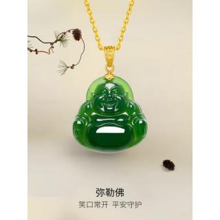 情人节礼物和田玉佛公吊坠碧玉女金金镶玉弥陀佛玉坠挂件节日礼物 和