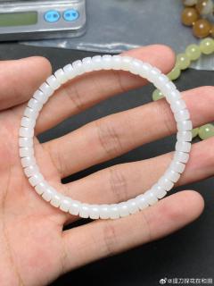 羊脂白玉药片手串